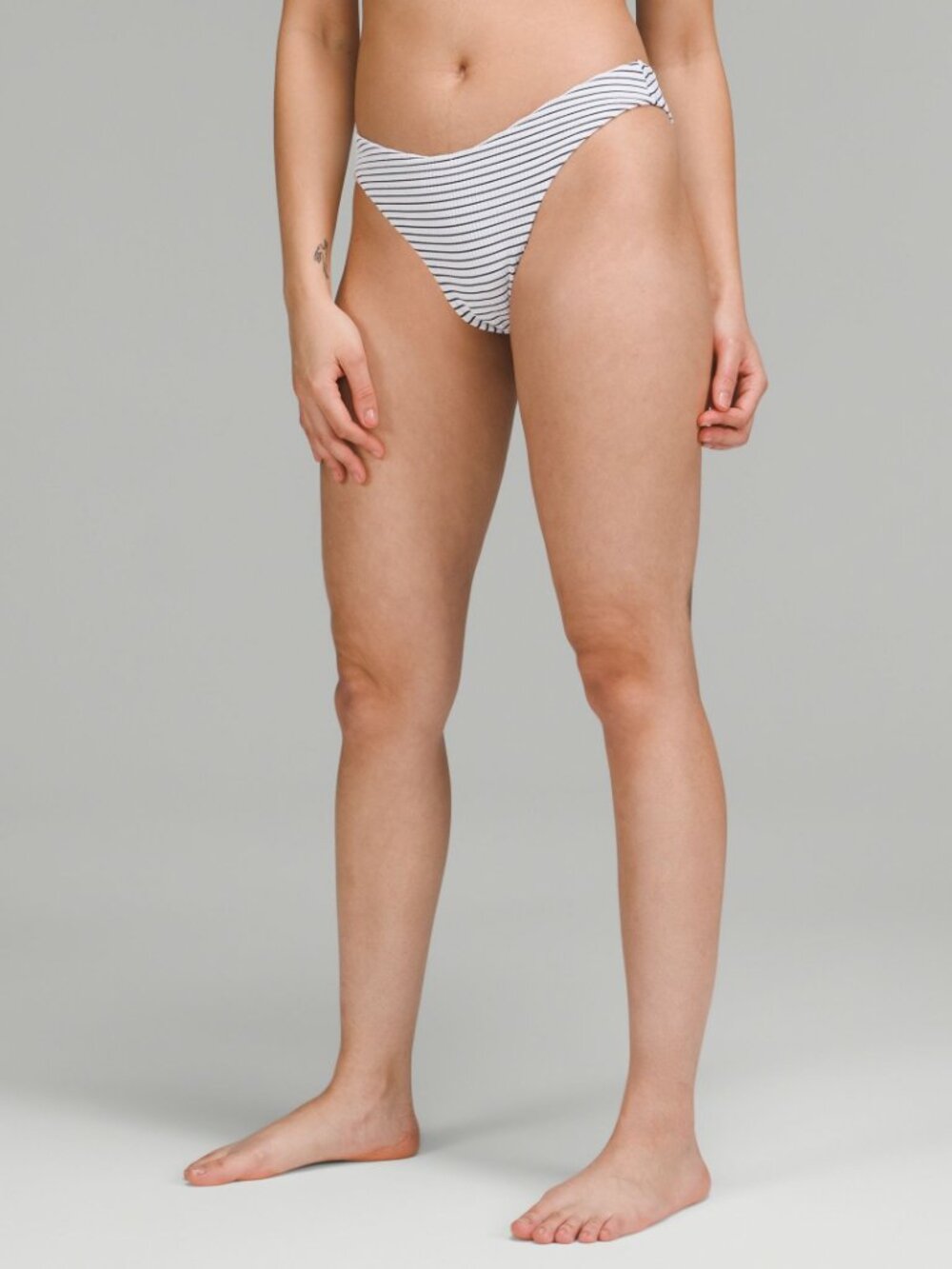 Lululemon Navy and White Striped Skimpy Fit Swim Bottoms (Size 4)